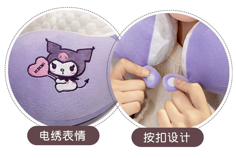 Lovely Kuromi My Melody U-shaped Neck Pillow Kawaii Japanese Style Cinnamoroll Travel Nap Pillow Skin Friendly Thickened Girl