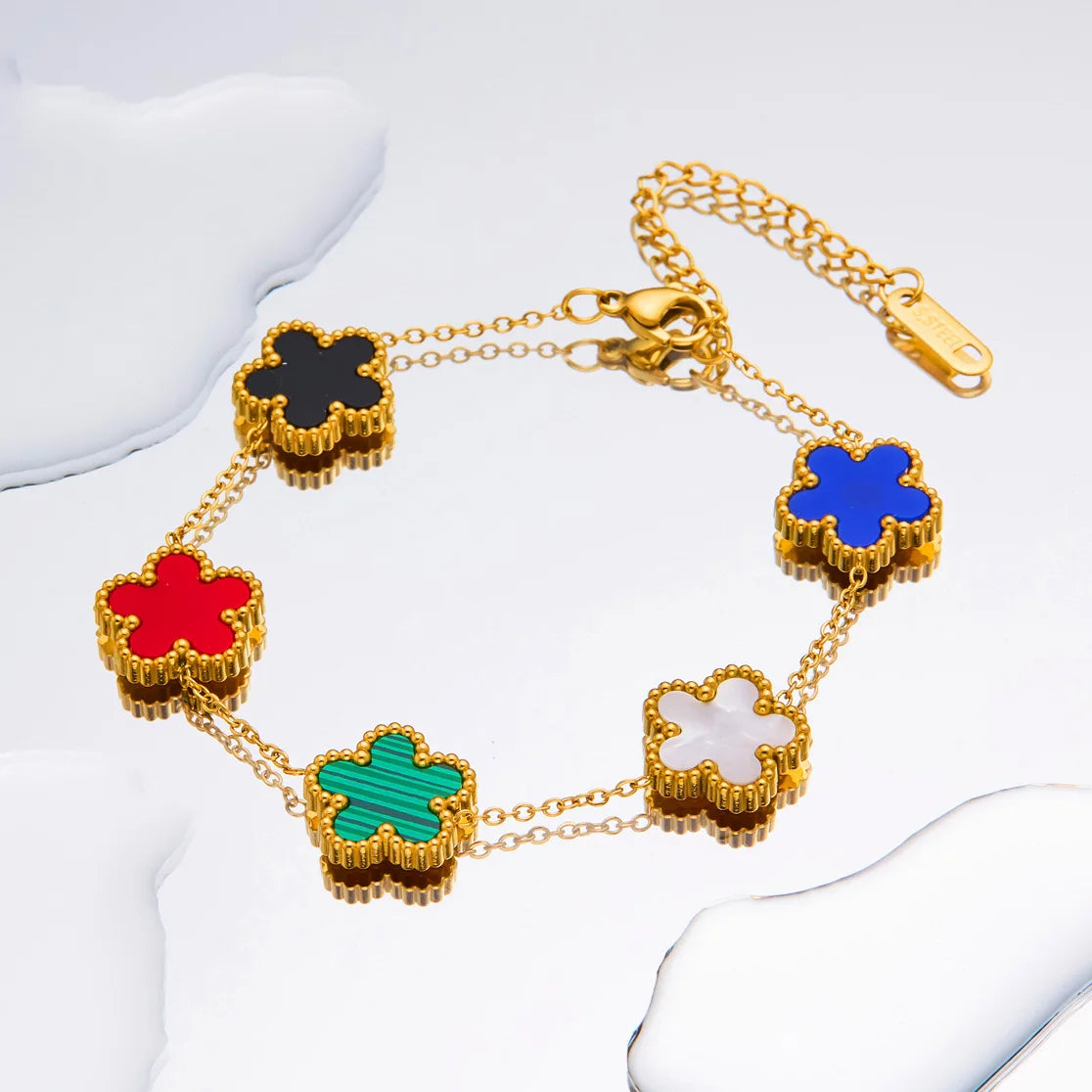 Color jewelry clover stainless steel new plant five-leaf flower bracelet hot jewelry jewelry gifts for women