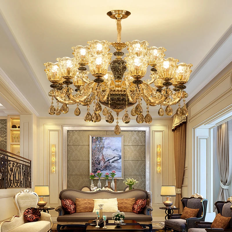 Chandelier Living Room Grand Luxury Crystal Lamp Dining Room Bedroom Decoration French Retro Chandelier Lighting Fixtures