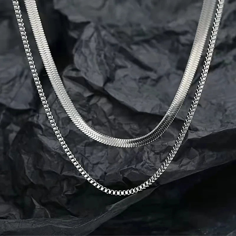 Luxury designer 925 Sterling Silver Flat snake box chain necklace for Men Women wedding fashion jewelry accessories gifts