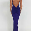 Elegant Deep Open Back Backless Slim Maxi Dress Women Spaghetti Strap Sleeveless Bodycon Long Dress Sexy Club Party Vestidos