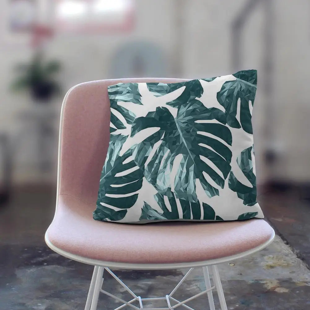 45cm Cushion Case Removable Polyester Green Plant Print Pillowcase Tropical Leaf Cactus Monstera Throw Cushion Cover Home Decor