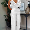 Wmstar Women's Two Piece Set V Neck  Solid Short Sleeve Office Lady Summer Office Lady Sexy Matching Suit Wholesale Dropshipping