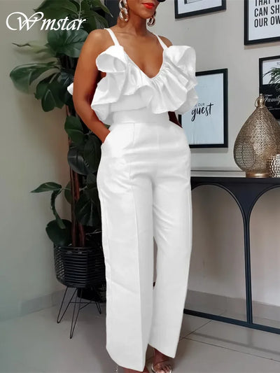 Wmstar Women's Two Piece Set V Neck  Solid Short Sleeve Office Lady Summer Office Lady Sexy Matching Suit Wholesale Dropshipping
