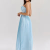 Mozision Off-shoulder Backless Pleated Maxi Dress For Women Fashion Strapless Sleeveless High Waist Bodycon Sexy Long Dress