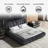 King Size Upholstered Platform Bed with Oversized Padded Backrest Headboard, Luxury Soft Cloud Bed Frame for Bedroom