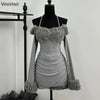 Sweet Sexy Irregular 2 Piece Set Women Chic Plush Patchwork Slim Tops Mini Skirt Suit Korean Y2k Aesthetic Lolita Style Outifits