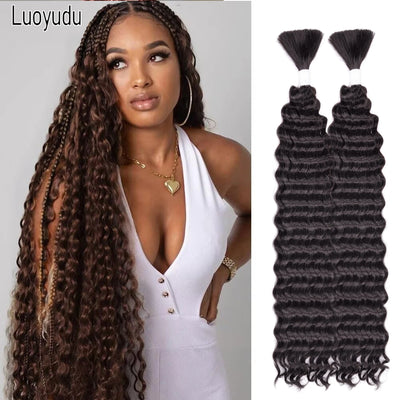Synthetic Bulk hair for Braiding Wet and Wavy Micro Braiding No Weft Faux Deep Wave Braiding Hair Extensions for Box Boho Braids