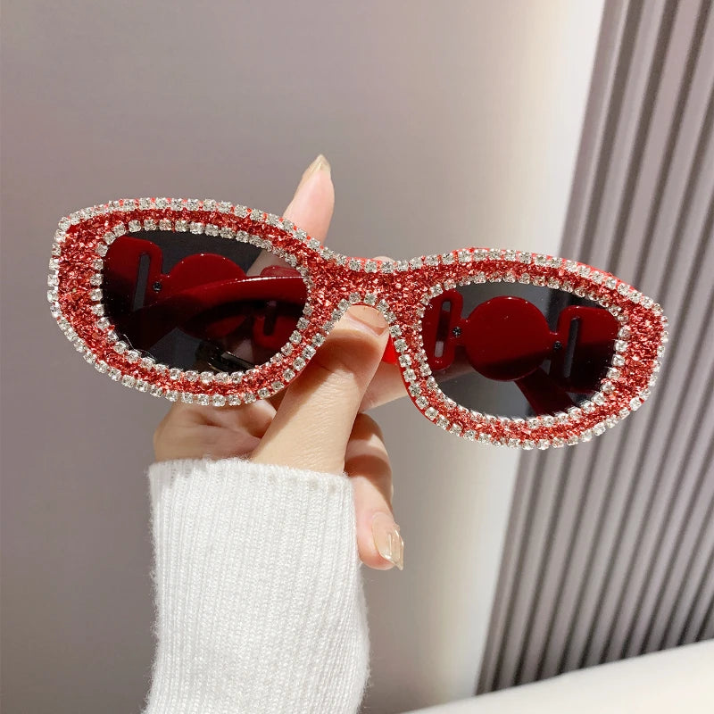 Fashion Square Sunglasses for Women Rectangle Brand Shades Sun Glasses Bling Diamond Eyeglasses Uv400 Glittering Accessories