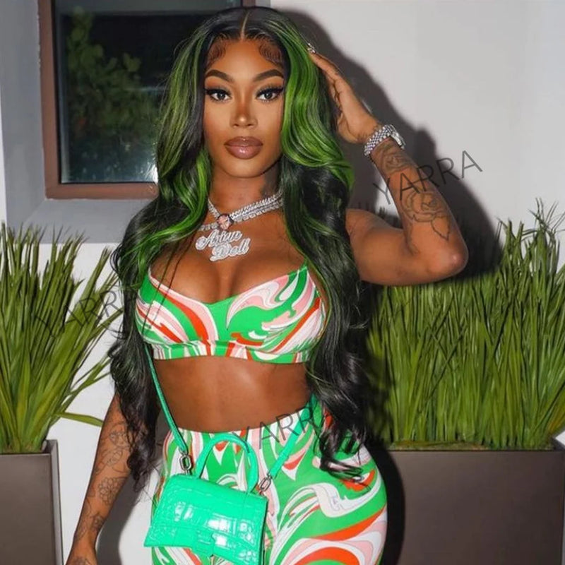 Highlight Green Colored 6X4 Lace Closure Wig Pre Plucked Glueless Human Hair Wigs For Women 200% Body Wave 13x4 Lace Frontal Wig