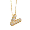 FLOLA Chunky Clear Crystal Initial Necklaces For Women Bubble Letter Necklace Custom Name Jewelry Birthday Gifts nkeb798