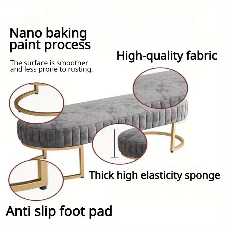 Ottomans Long Sofa Bench, Nordic Fabric Shoe Changing Bench, Home Doorway Corridor Fitting Room Chair