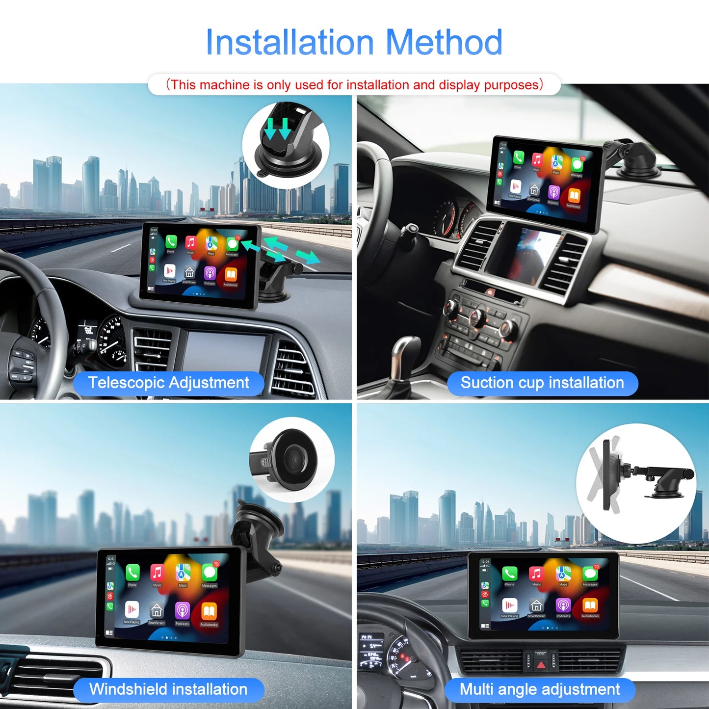 Podofo 9" Car Radio Multimedia Video Player Wireless Carplay Android Auto Car Mirror DVR Recorder Dashboard For Nissan Toyota