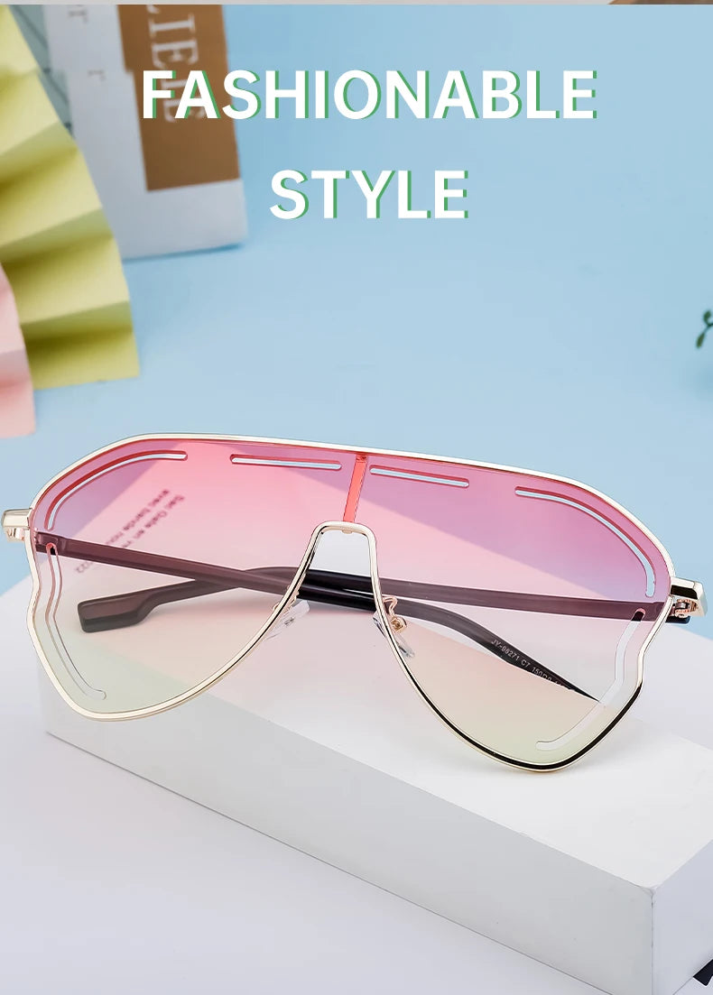 Oversized Hollow One-Piece Sunglasses Women Big Frame 2024 Luxury Brand Special-Shaped Sun Glasses For Ladies Eyewear Shades