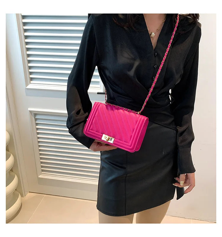 Fashionable Mini Quilted Embossed Chain Shoulder Bag Simple And Versatile Diagonal Crossbody Bag For Women Square Handbag