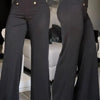 Summer Pants Women Button Decor High Waist Wide Leg Pants Elegant Loose Trousers Korean Fashion Streetwear