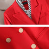 Fashion Women Blazer Ladies Fall Winter Black Red White Long Sleeve Double Breasted Slim Female Jackets Coat