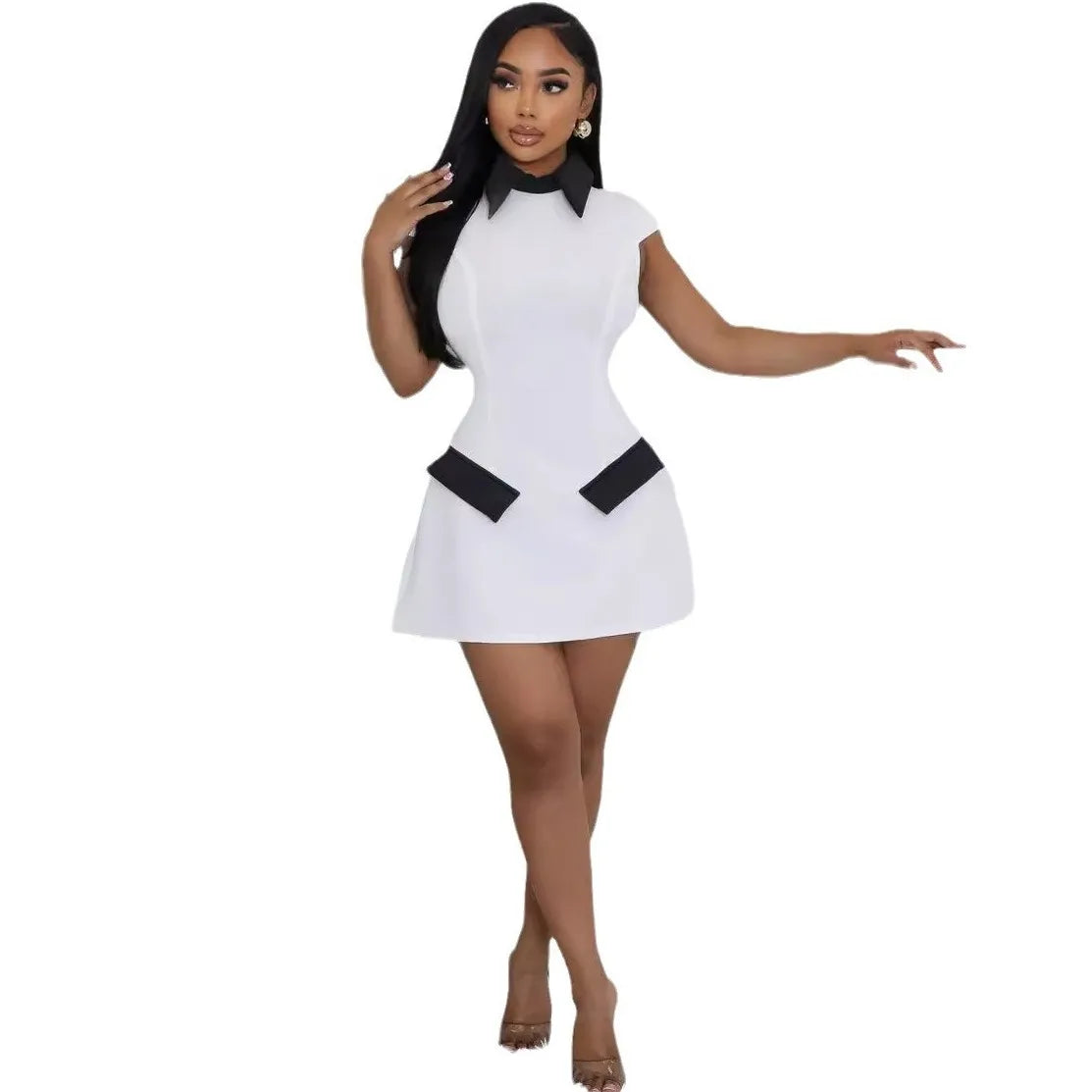 Ladies Streetwear Sleeveless Bodycon Dress 2024 Summer Autumn Women Mini Dresses Women Sweatshirts White Black Dress Clothing