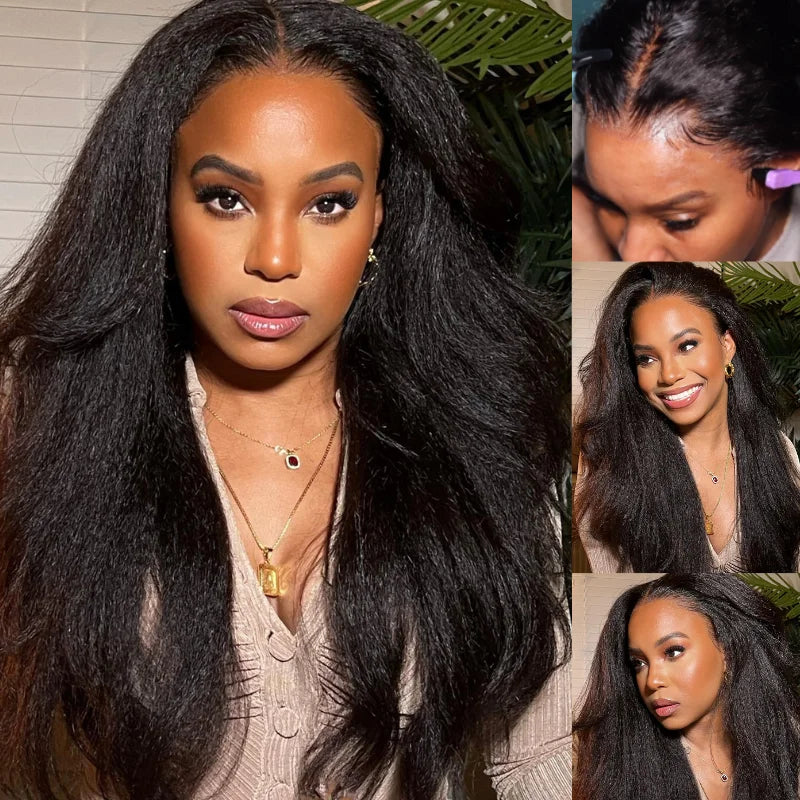 250% 13x6 hd lace frontal kinky straight human hair wigs For Women Glueless Brazilian 13x4 Yaki Straight lace front Wig On Sale