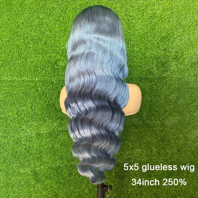 13*4 13*6 HD Lace Frontal Wig 613 Brazilian Body Wave Pre Plucked Silver Grey Lace Front 613 Colored Human Hair Wigs For Women