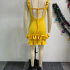 CM.YAYA Women Spaghetti Strap Sleeveless V-neck Mini Dress 2025 Summer Ruched Stacked Party Evening Night Club Chic Dresses