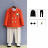 Boys Royal Blue Orange Suit For Wedding Kids Jacket Pants Bowtie Flower 4PCS Ceremony Tuxedo Dress Children Photograph Costume