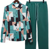 Long Sleeve Shirt Set Men's Geometric 3D Printed Button-up Shirt And Pants Set Men's And Women's Stylish Casual Simple Suit