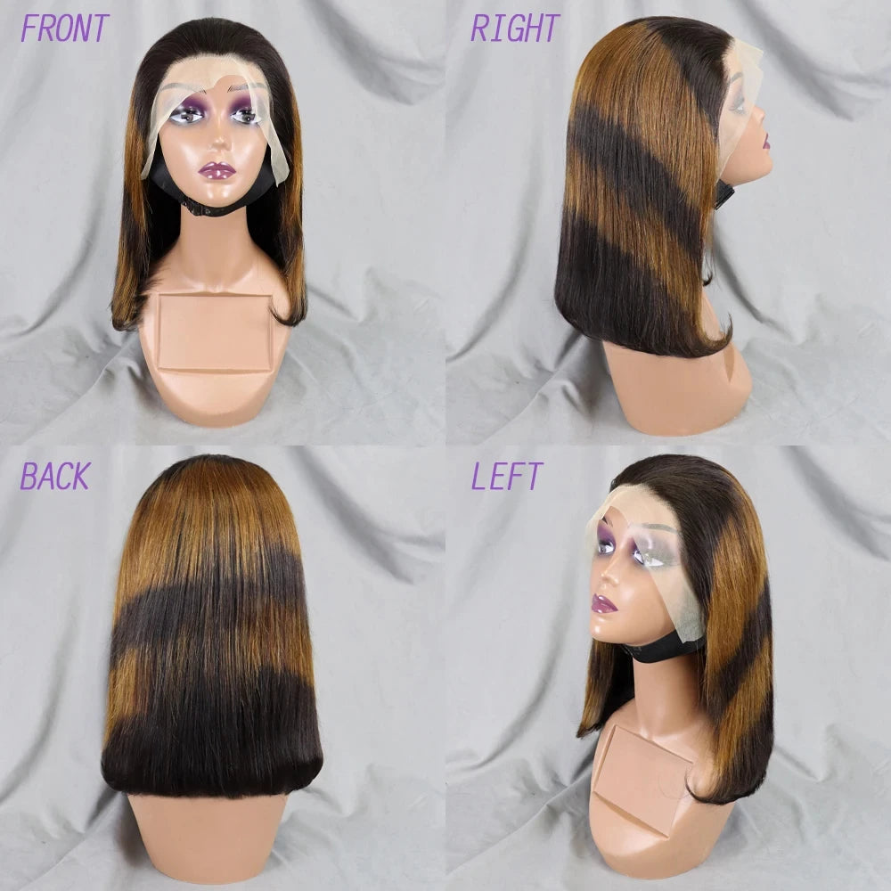 4/30/4 Color Human Hair Bob Wig Straight 13x4 Lace Front Human Hair Wigs Brazilian Wig Short Human Hair Bob Wigs Ombre Wig