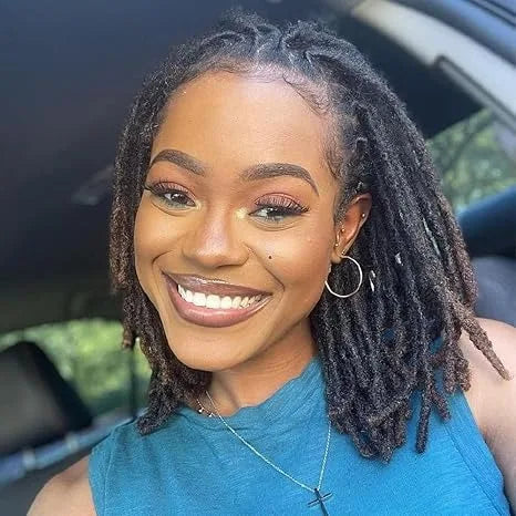 Loc Extension Human Hair 0.6cm Width 8inch 50 Strands Handmade Dreadlock Inter Extension Human Hair for Women/Men/Kids
