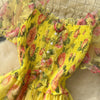 Elegant Slash Neck Vintage Short Puff Sleeve Chic Print Slim Chiffon Dresses French High Street Evening Autumn Mesh Clothing