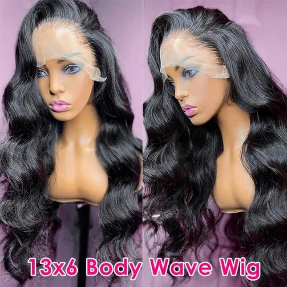 13x6 Lace Front Wigs Human Hair 180 Density Hd Body Wave Lace Frontat Human Hair Wigs For Women Glueless Pre Plucked Black Wig