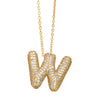 FLOLA Chunky Clear Crystal Initial Necklaces For Women Bubble Letter Necklace Custom Name Jewelry Birthday Gifts nkeb798