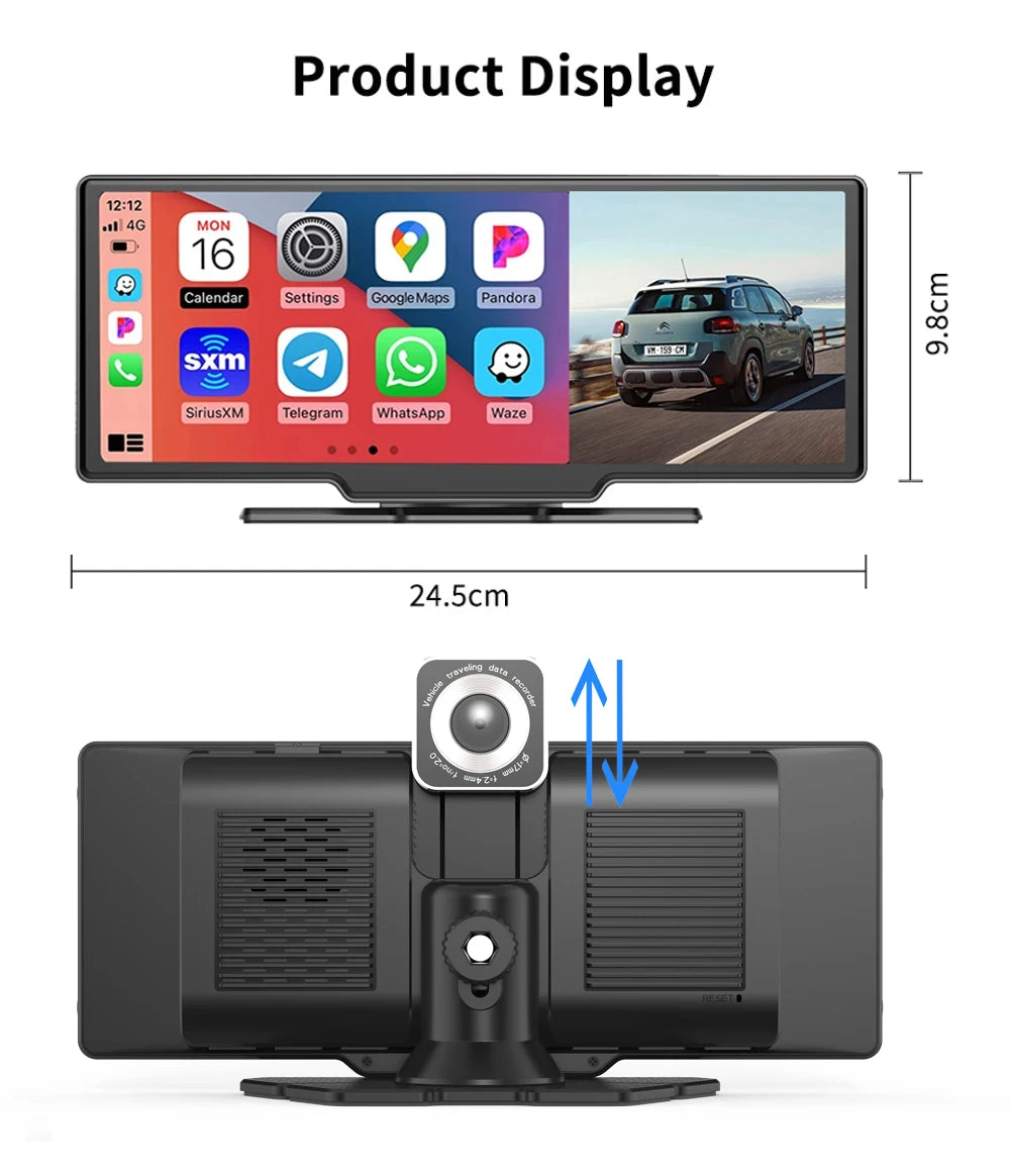 10.26“  Dash Cam 4K 3840*2160P Car Dvr Carplay Android Auto GPS 5G WIFI  Stream RearView Mirror Dashcam Camera Drive Recorder FM