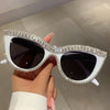 Flower Cat Eye Retro Rhinestones Sun Glasses for Women Elegant Fashion Men Trend Brand Designer Outdoor Party Shades Eyewear