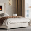 Bed Frame with Fireplace,Wingback Platform Bed Frame with 60.4“ Extra Tall Headboard,Corduroy Upholstered Bed Frame Wooden Slats