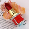 Luxury Diamond Lipstick Inflatable Lighter Mini Butane Pink Water Diamond Portable Lighter High End Women's Smoking Gift