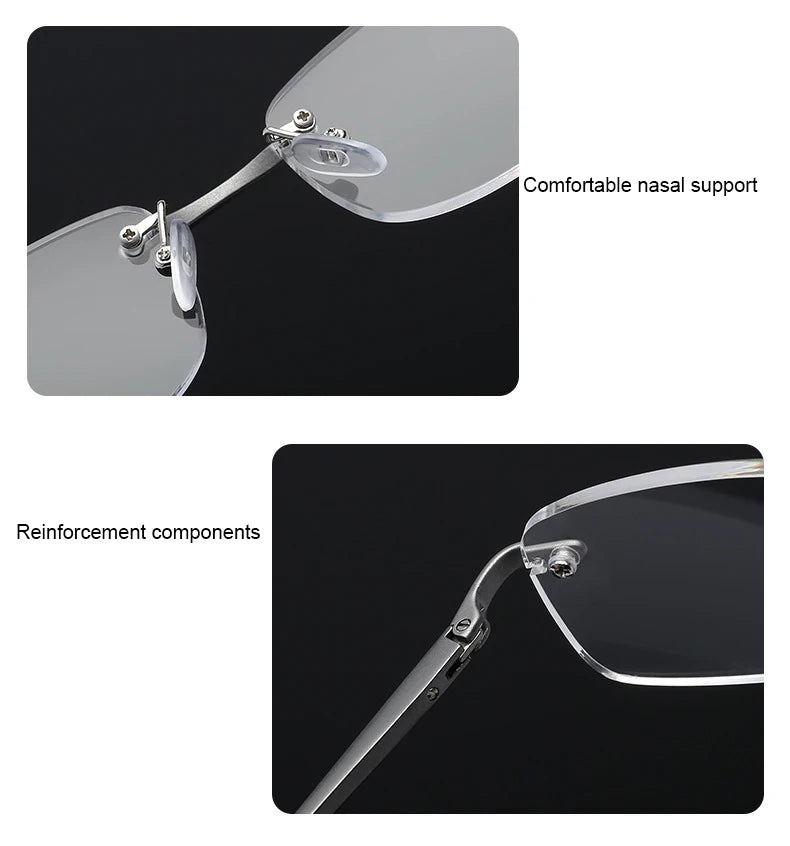 Men Blue Light Blocking Reading Glasses Women Dimond Cutting Rimless Eyeglasses Frame Anti Fatigue Hyperopia Presbyopic Eyewear