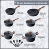15 Piece Hammered Cookware Set Nonstick Granite Coated Pots and Pans Set
