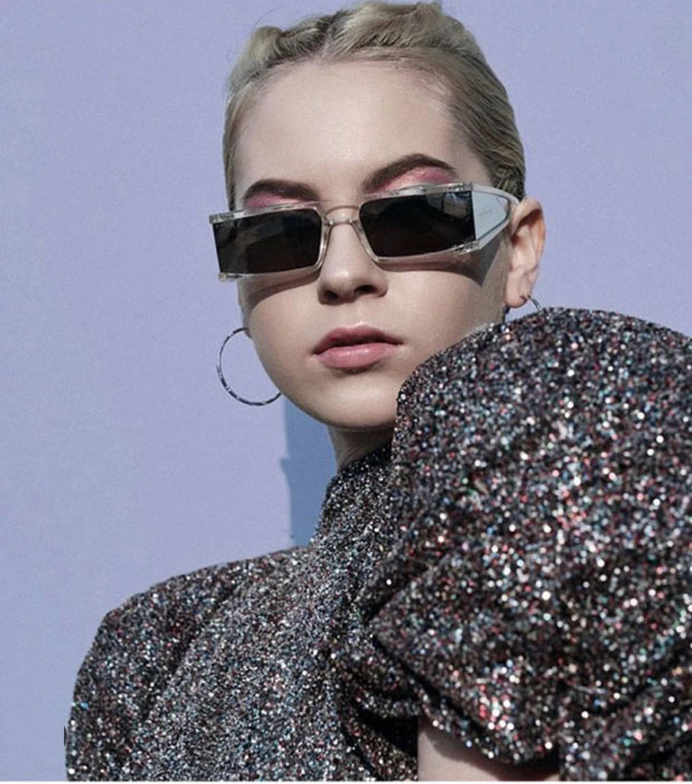Retro Fashion Punk Square Sunglasses For Women Men Ins Popular Small Frame Silver Sun Glasses Trending Shades UV400 Ladies Eye
