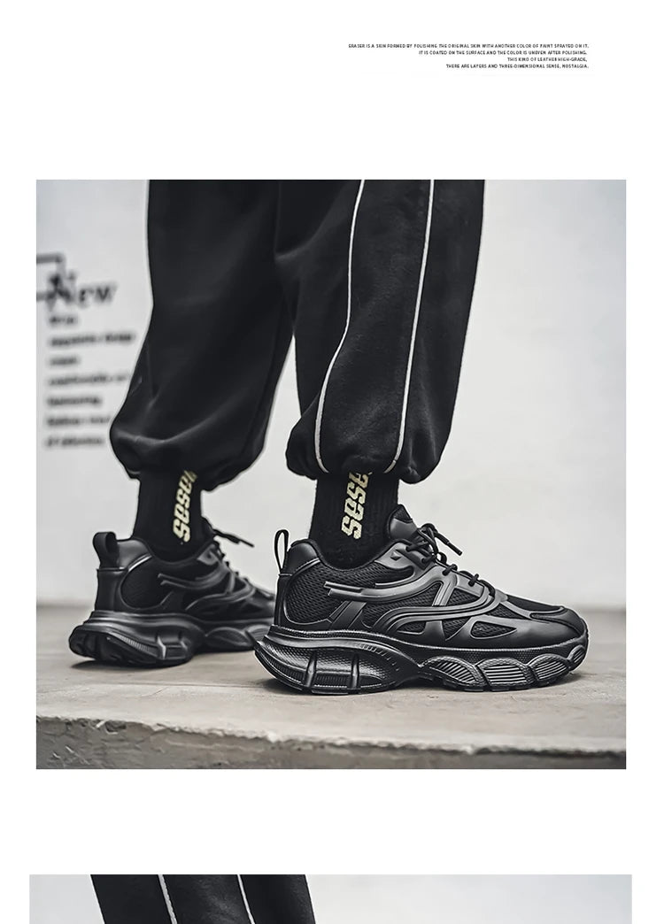 Autumn Men's New Breathable Sports Shoes Fashion Thick Sole Casual Shoes Comfortable and Versatile Trendy Running Shoes Spring