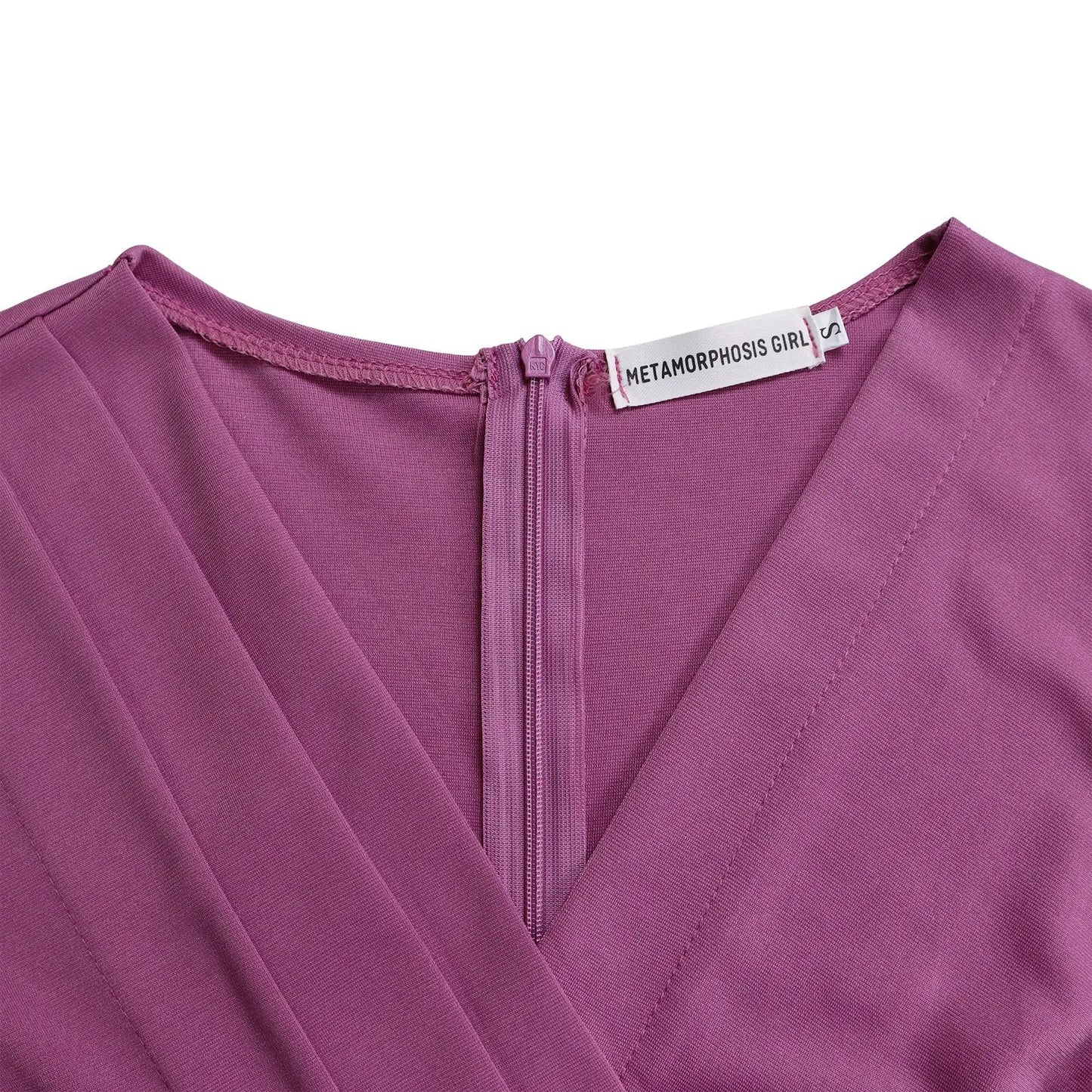 2024 summer new short sleeve V-neck waist solid color Tunle pencil skirt dress