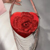 Luxury Glitter Floral Rhinestone Diamond Tassel Evening Bag Heart-Shaped Women's Handbag Wedding Party Clutch Purse Shoulder Bag