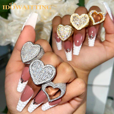 Full Micro Paved CZ Hollow Heart Ring High Quality Iced Out Bling Cubic Zirconia For Women Girlfriend Valentines Finger Jewelry