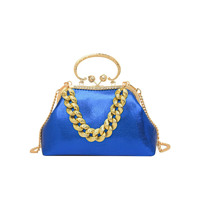 2024 Luxury Women Gold Green Chain Messenger Bags PU Leather Shoulder Bags Shell Clip Designer Handbag And Purse Wedding Clutch