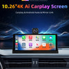 Develuck 10.26" Car DVR 350° Adjustable Carplay Android Auto Dash cam 4K Front&1080P Rear Camera Voice Control WIFI Dual lens FM