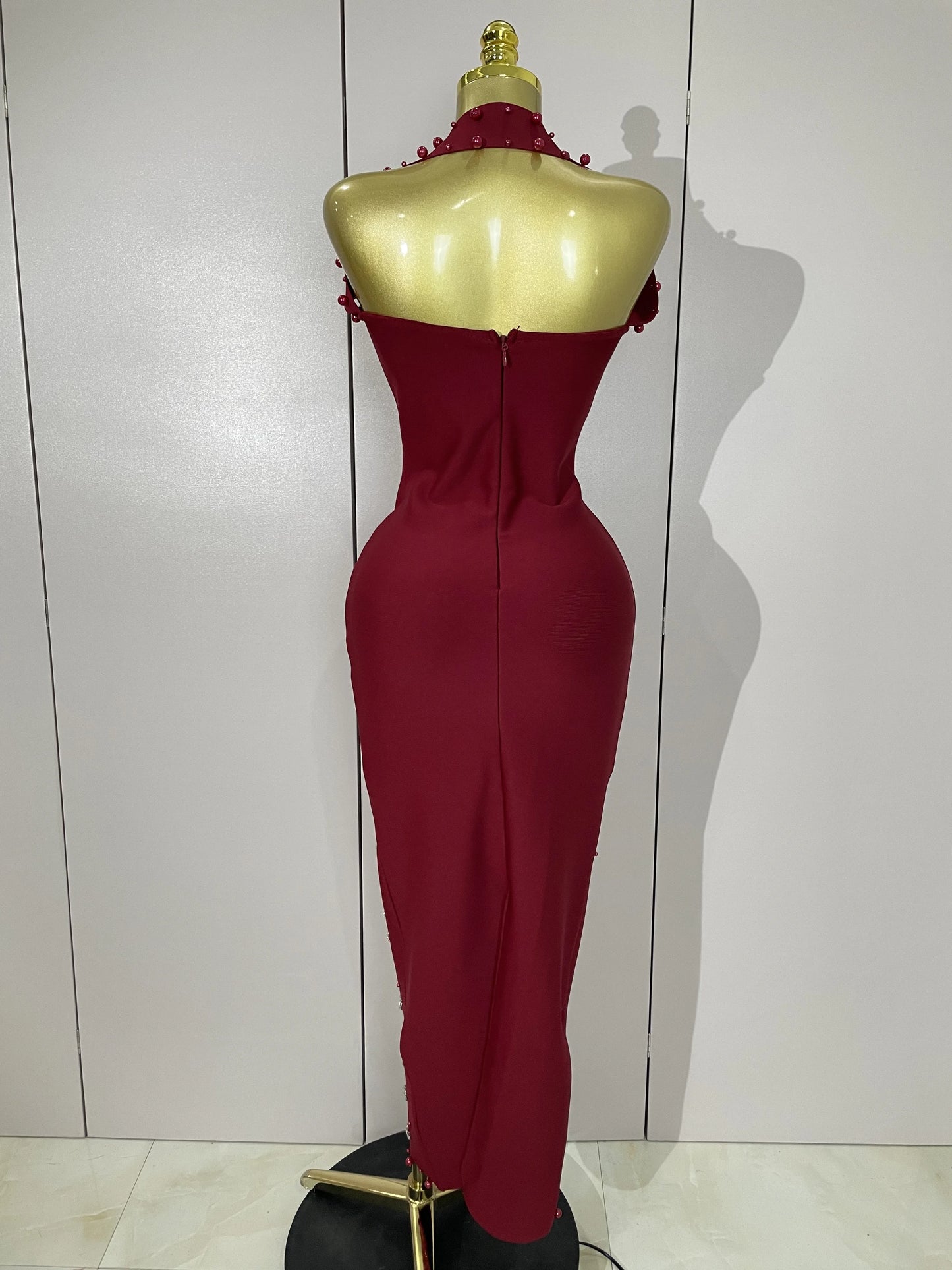 2025 Luxury Shining Diamonds Pearls Sleeveless Bodycon Bandage Long Dress Women Celebrate Evening Party Elegant Birthday Gowns