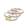 Iced Out Cuff Bangle Paved Setting Bling Cz Cubic Zirconia Wrist Cuban Chain Link Bracelets Fashion Hip Hop Jewelry for Women