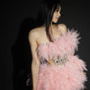 Ensemble haut et jupe sexy en dentelle, robe rose tendance, fête d'anniversaire, club dragqueen 303, performance  Y001