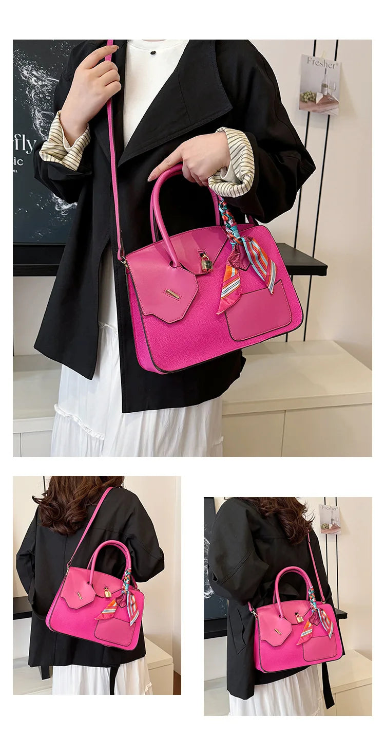 New Birkin Bag Handbag Lychee Grain Large Capacity Advanced Sense Kelly Bag Single Shoulder Crossbody Bag for Women