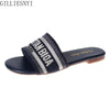 2024 Letter Slippers Fashion Flat Woman Single Shoes Casual Shoes Female Outer Wear Letter Sandals Women's Shoes Flat